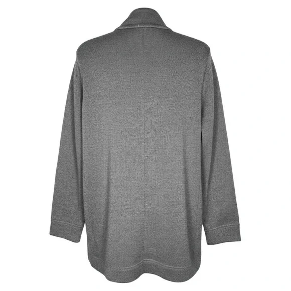 Lands End Full ZIP‎ SWEATER jacket Collared Cardigan Pockets Gray size medium - Picture 2 of 10